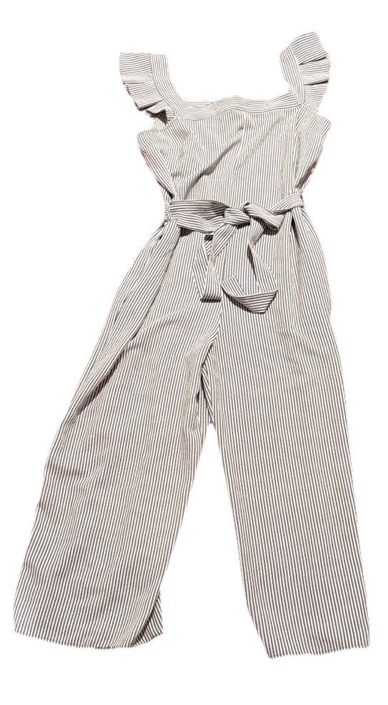 Monteau Los Angeles Jumpsuit Straight Leg Short Sleeve Stripped Size S Women