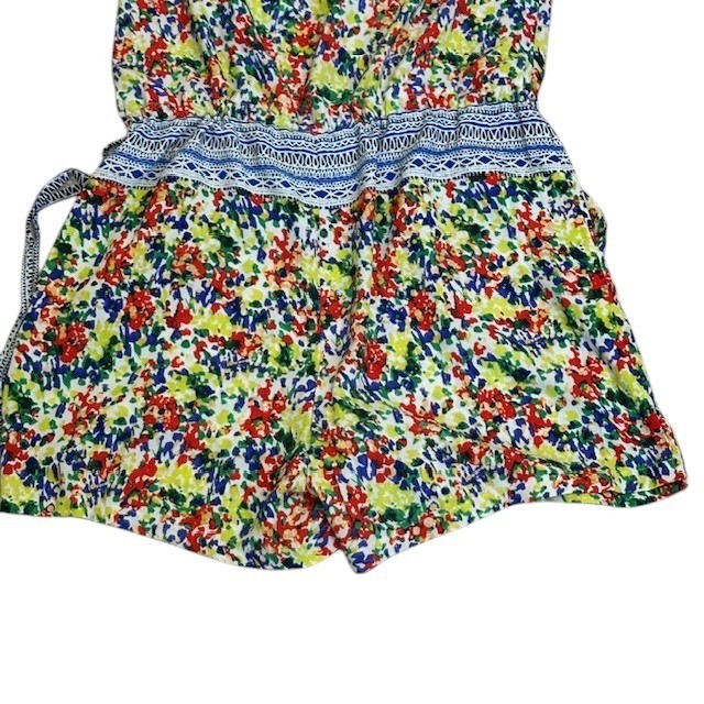 CAbi 5261 Floral Print Romper Sleeveless Drawstring Waist Casual Summer Size Med