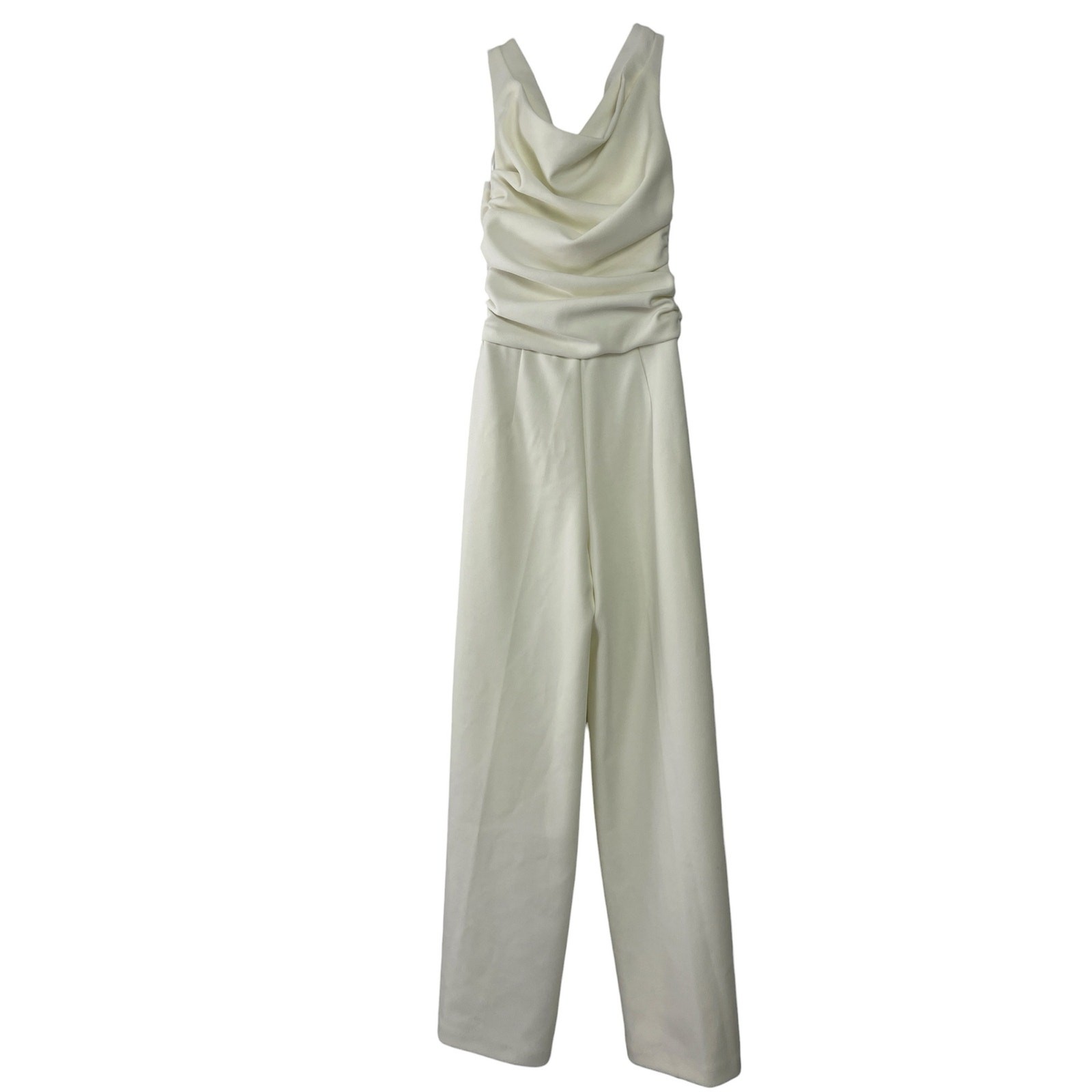 NEW Abercrombie & Fitch White Ruched Sleeveless Wide Leg Romper Jumpsuit Sz XSP