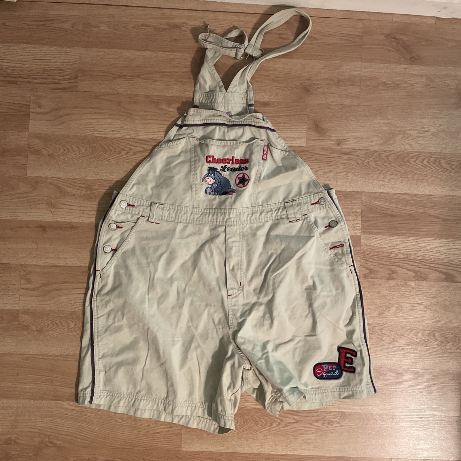 Vtg 90s Y2K Winnie The Pooh Eeyore Bib Overalls Shortalls 18/20W Jerry Leigh