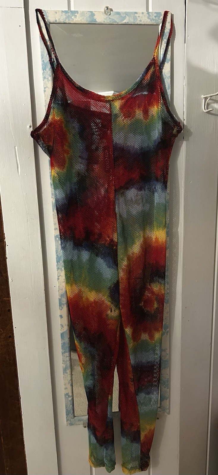 Rouge Collection 3X Tie Dye Mesh Rave Festival Swimsuit Cover Up Jumpsuit