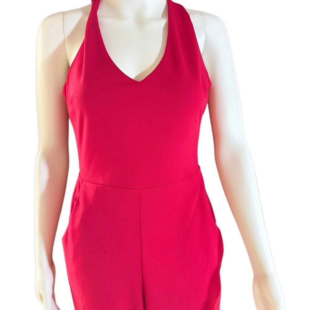 Crystal Sky Red Halter Neck Open Back Straight Leg Jumpsuit Size Small