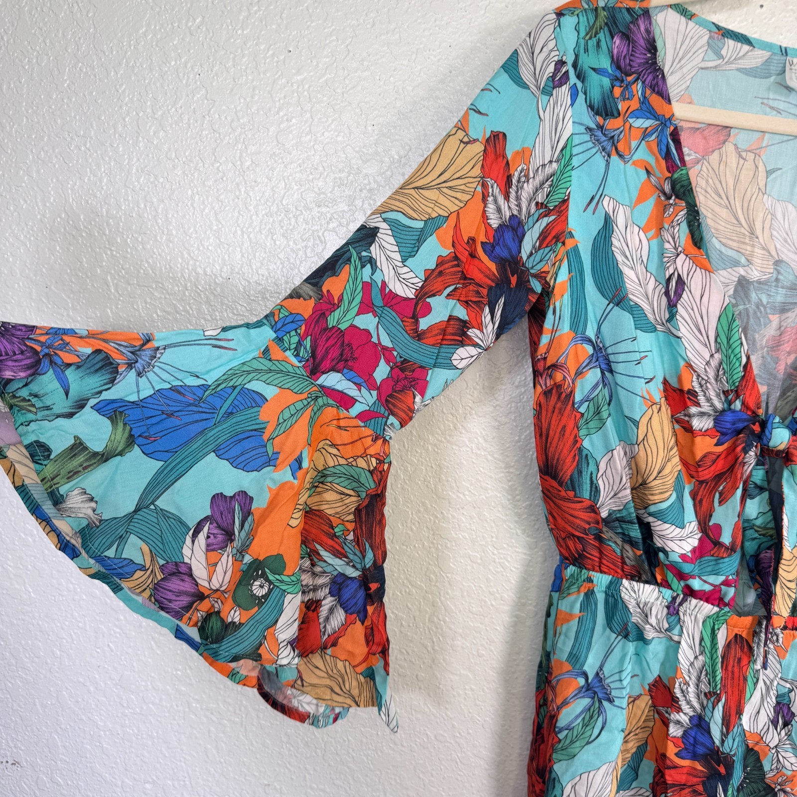 WET Romper Womens XS Flora Tropicall Tie Front Festival Resort Cruise Coverup