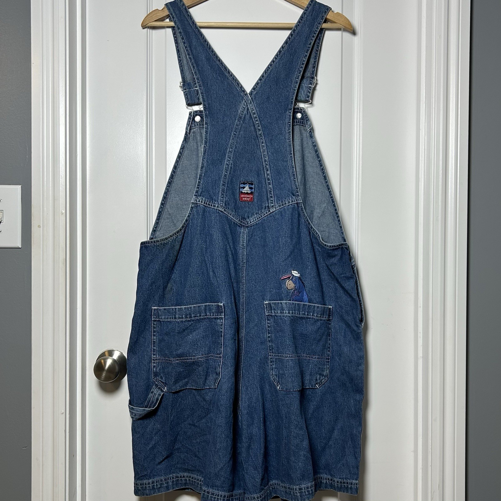 Disney Plus Vintage Winnie the Pooh Eeyore Anchors Away Denim Shortall Overalls