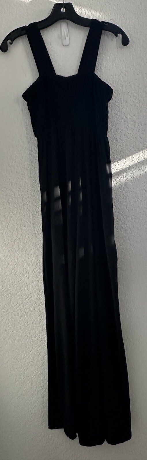 Womens Strappy Smocked Tube Top Jersey Wide Leg Jumpsuit Small Lagenlook Boho
