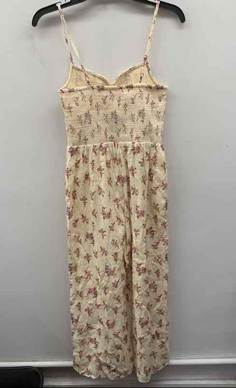 Enish x Flag & Anthem Women’s Cream Pink Floral Smocked Wide Leg Jumpsuit Sz XS