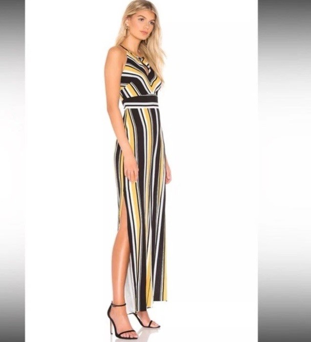 Parker Yellow/Black Striped Sleeveless Jumpsuit Size 6
