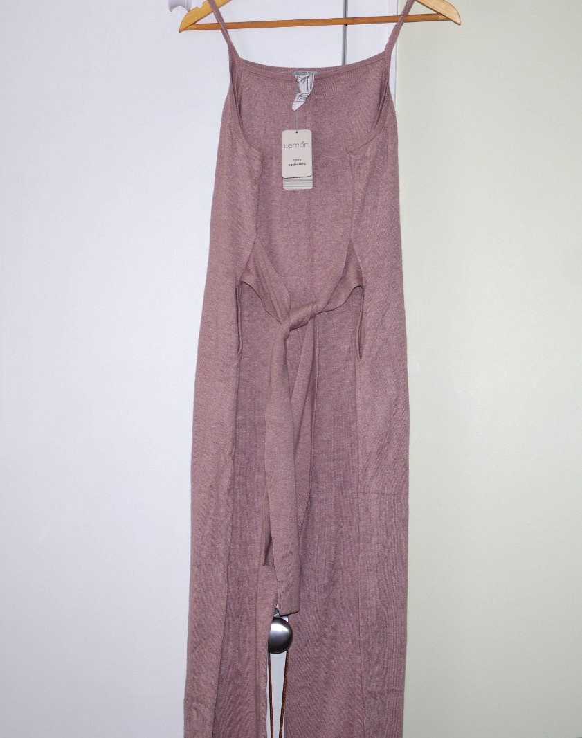Lemon Collection Cozy Cashmere Blend Jumpsuit Wide Leg Size:L NWT