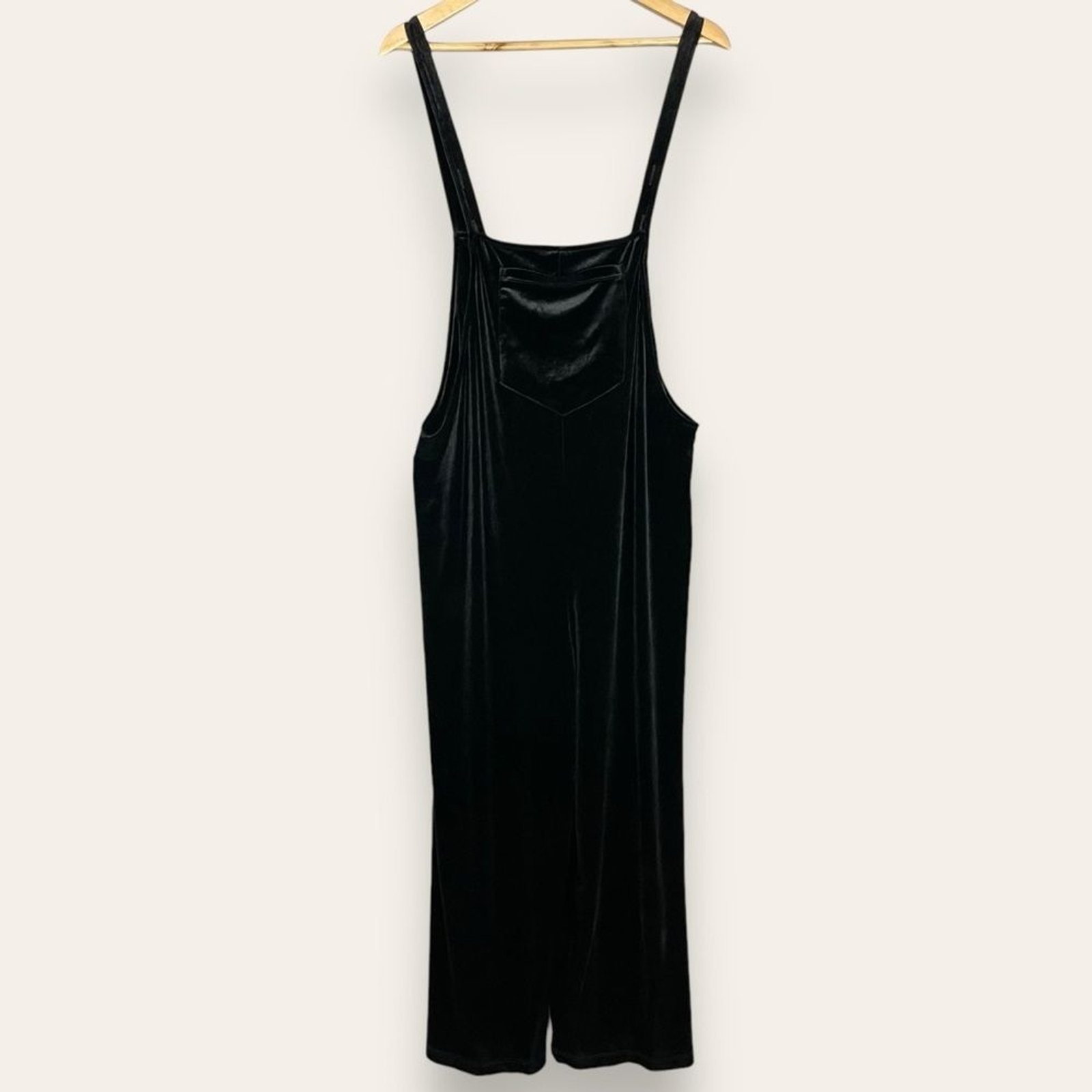 Slouchy Velour Overalls Women Stretch Velvet Black Jumpsuit Oversize XS Wide Leg