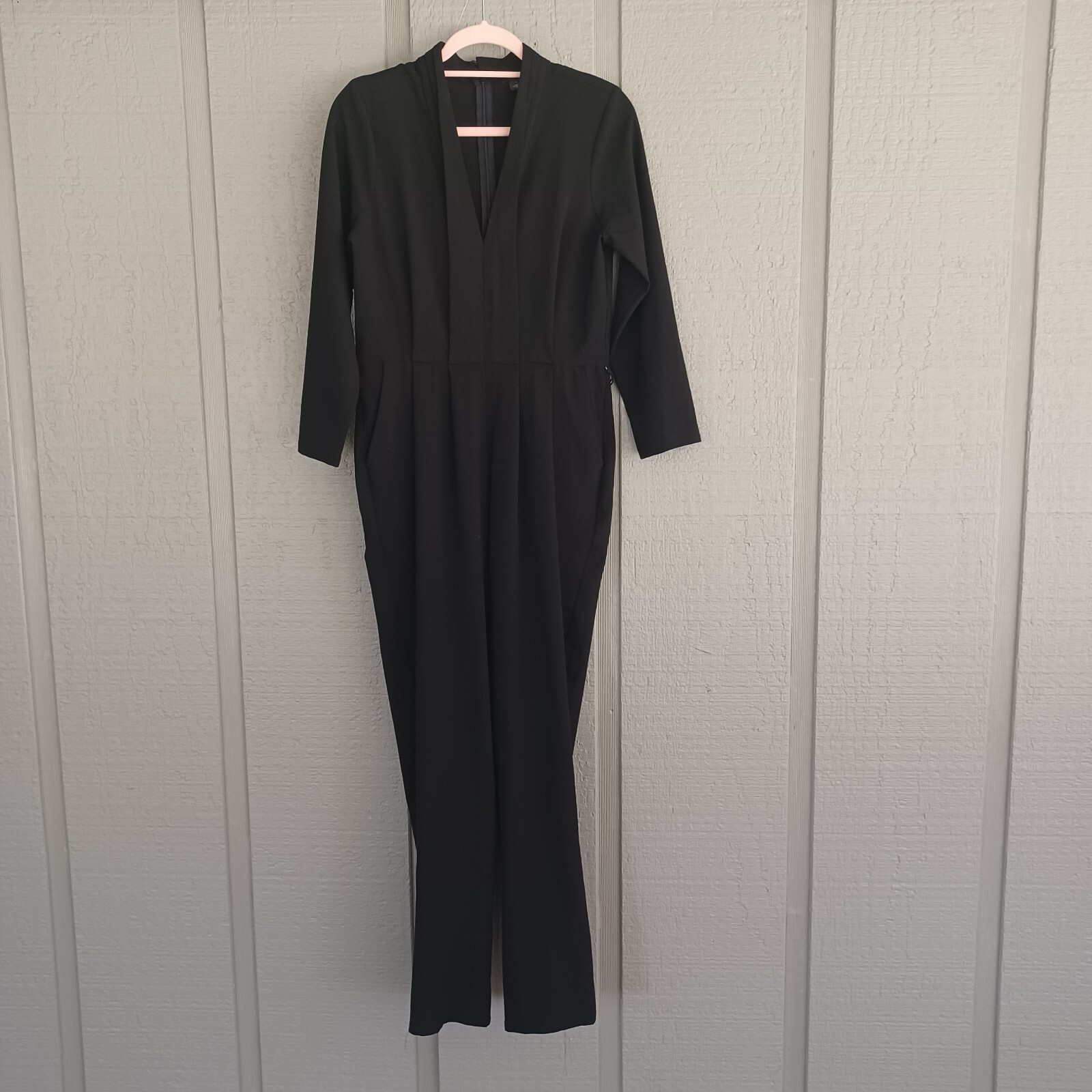 Halogen Women Jumpsuit Size S Women Pocket Pleat Detail 3/4 Sleeve In Black