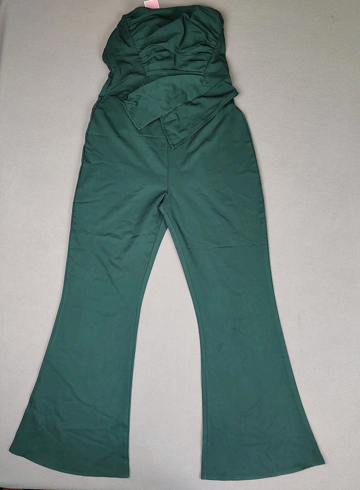New Pretty Little Things Bell Bottom Corset Bandeau Jumpsuit Size 12 Green Ruch