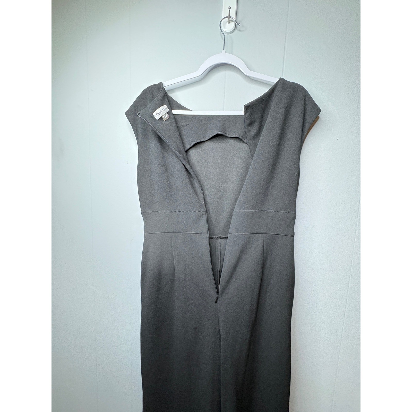 Calvin Klein Womens Black Wide Leg Sleeveless Tie Waist Jumpsuit Size 8 RN54163