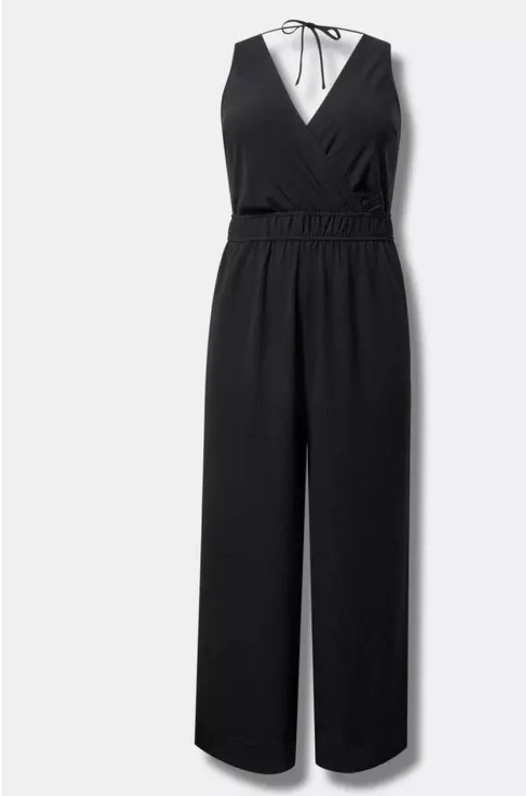 Torrid Black Wide Leg Jumpsuit Sleeveless Plus Size 2X Jersey Knit Tie Back