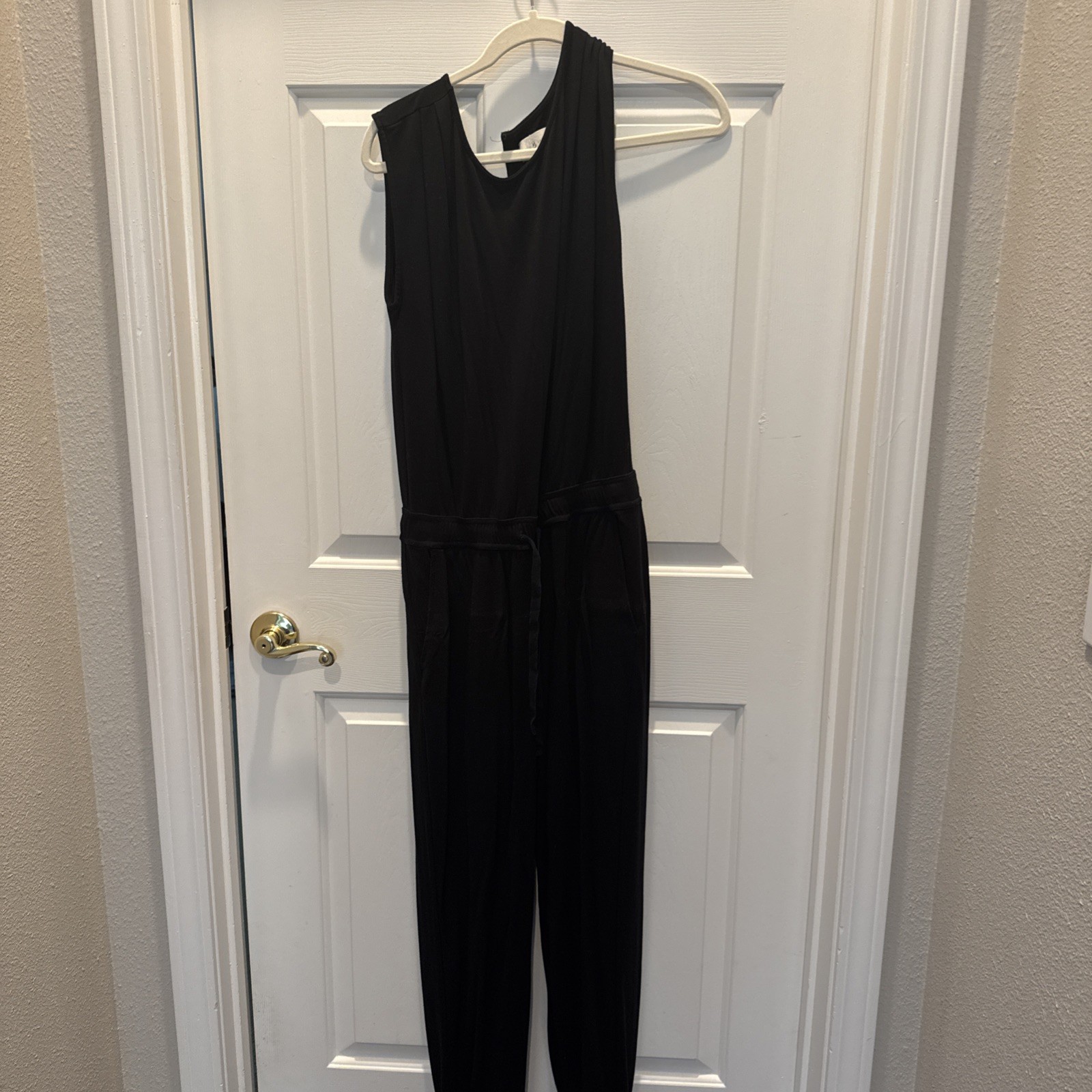 Lou & Grey Women’s Jumper Romper Size M Black Short Sleeve Drawstring Waist