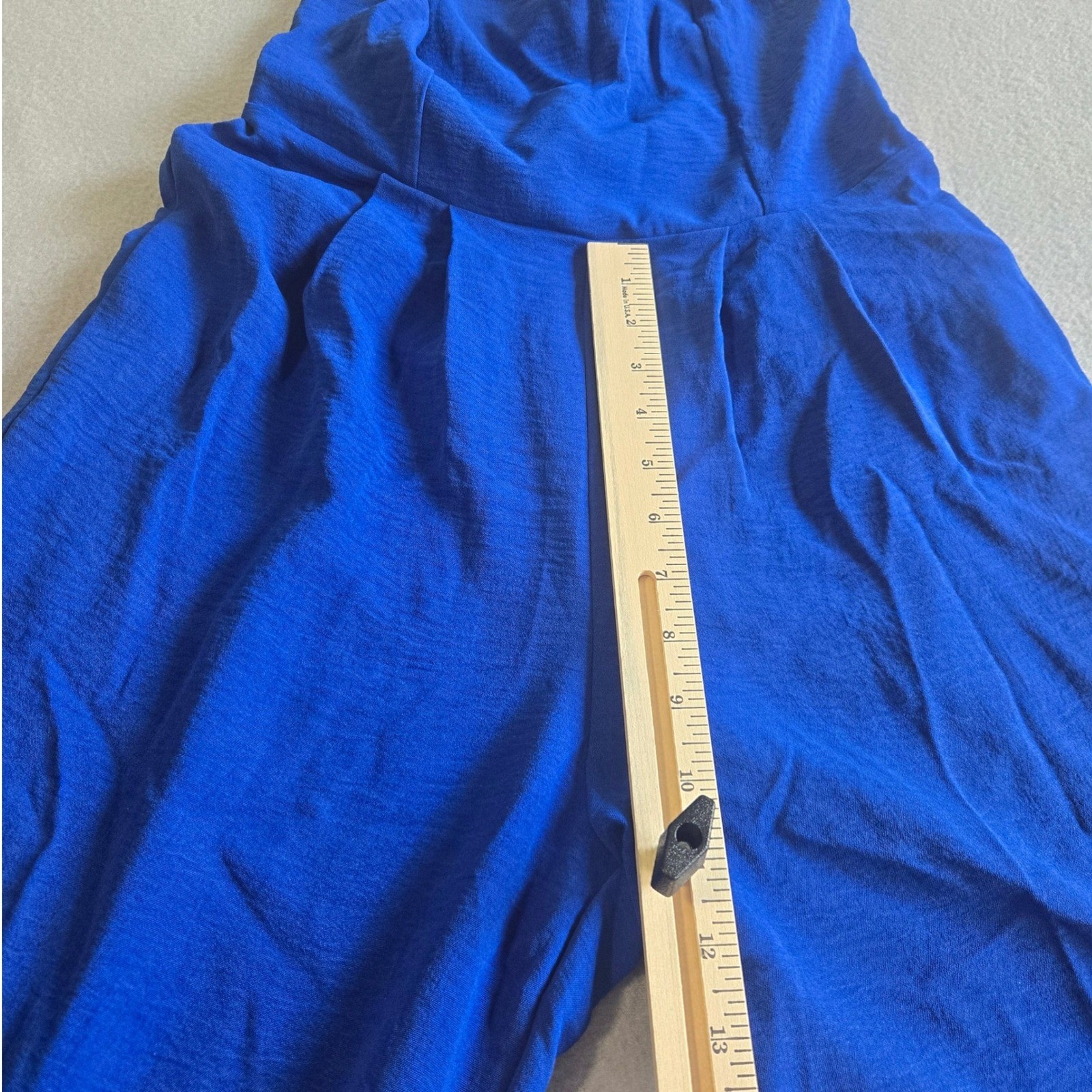 Monteau Jumpsuit Women Medium Royal Blue Wide Leg Sweetheart Smocked Back Pocket