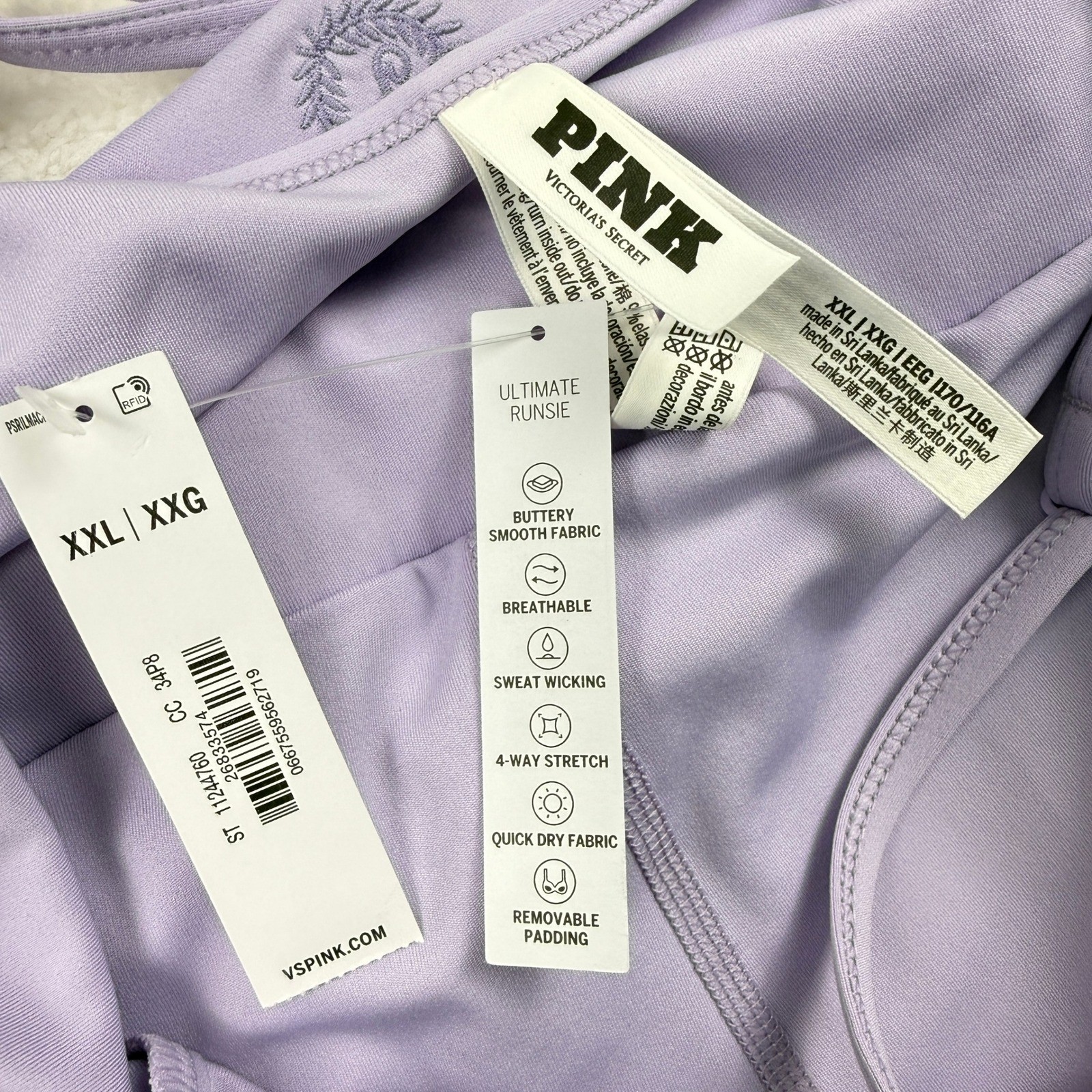 PINK Victoria’s Secret Ultimate Runsie Romper Womens XXL Light Purple