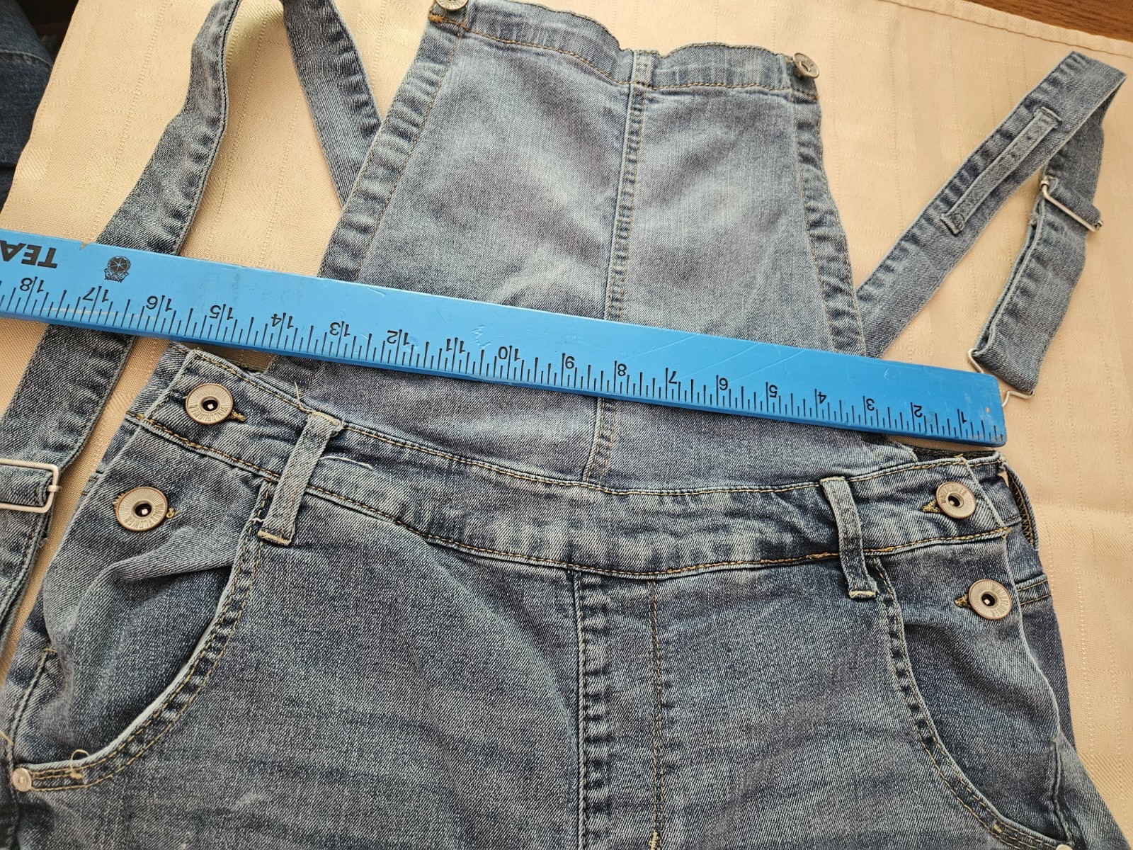 WallFlower Women’s Blue Denim Overall One-Piece L Adjustable Straps Pockets