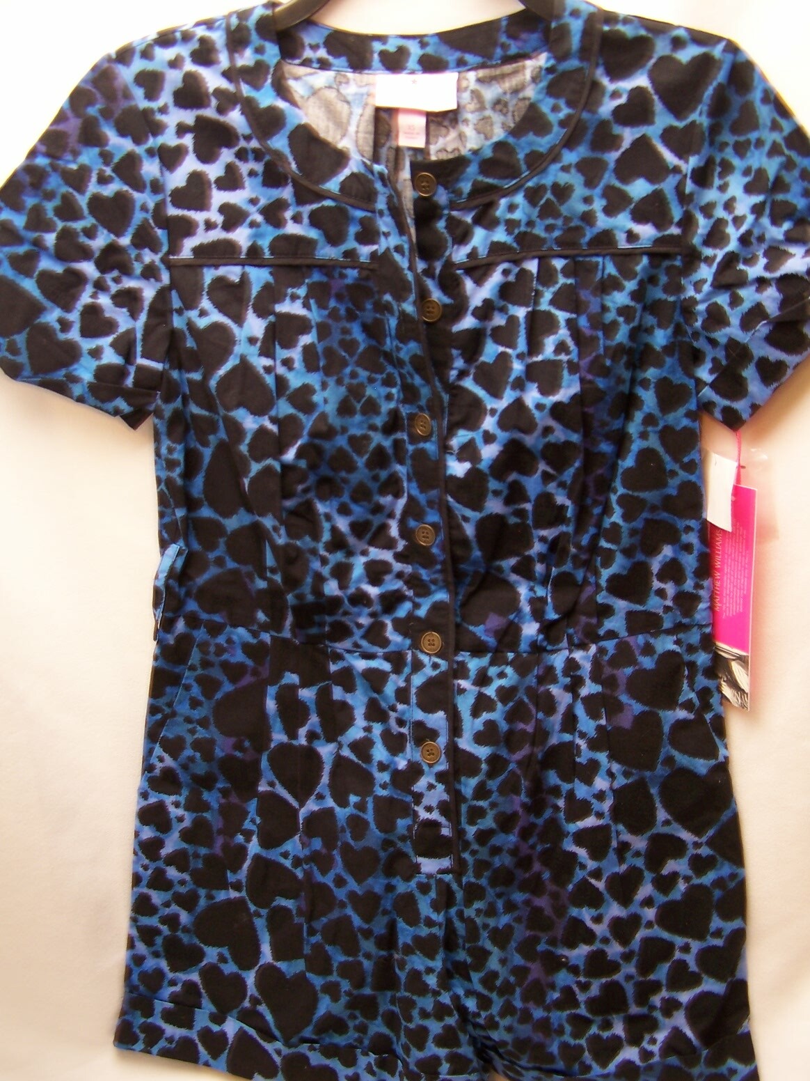 Matthew Williamson Women’s Romper Size XS Blue Black HEART Animal Print ~ SEXY