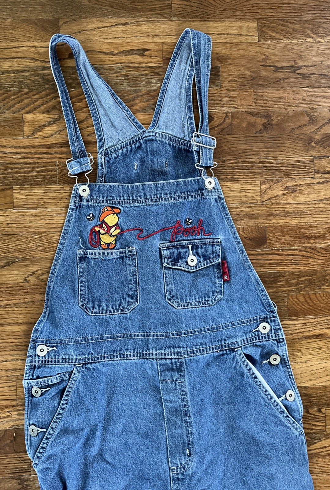 VTG Winnie the Pooh Overalls Medium Blue Jean 90s Carpenter Baggy Disney Catalog