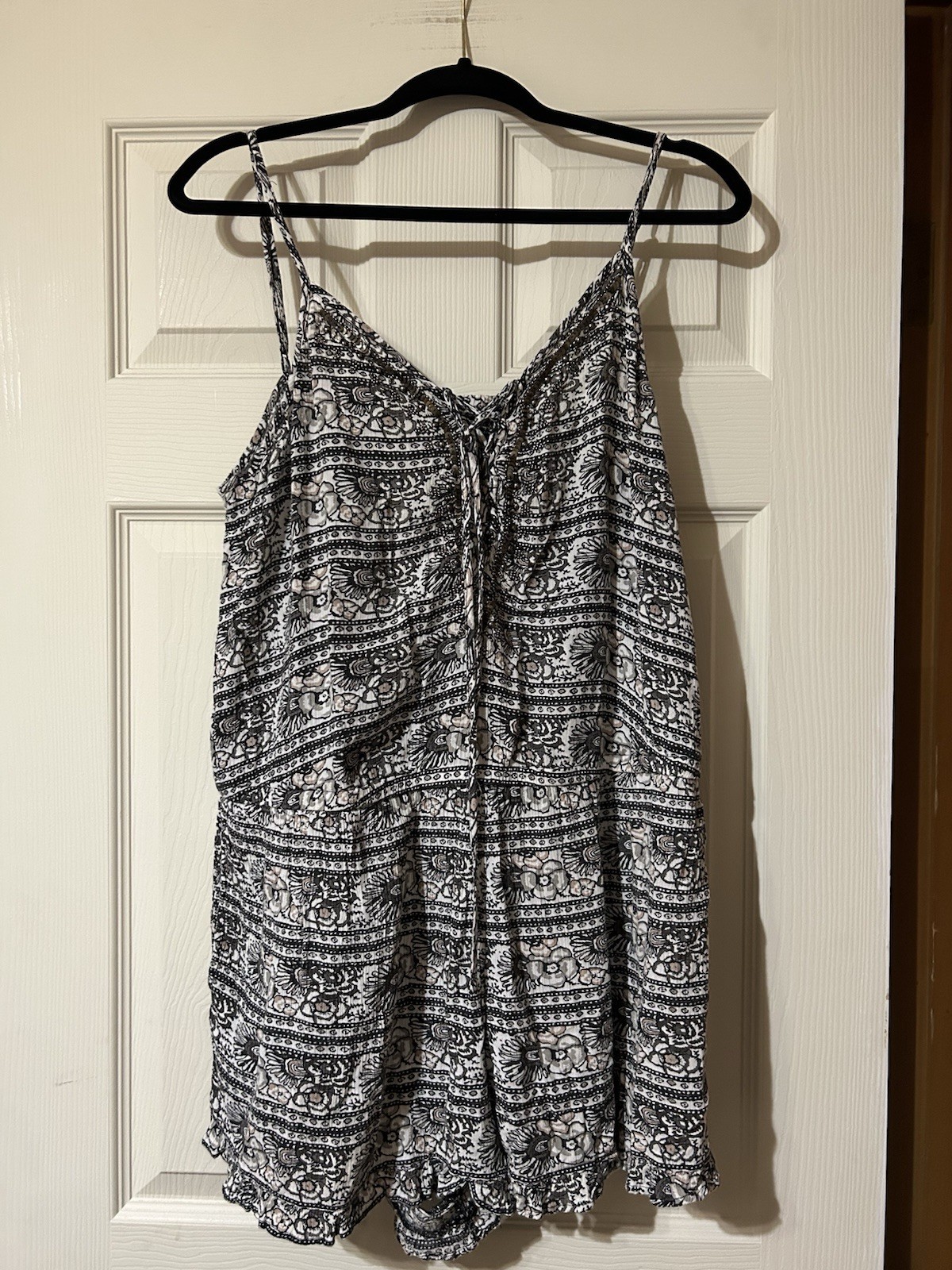 American Eagle Outfitters Size XXL Boho Cami Romper Beaded Tassels Fairy Grunge