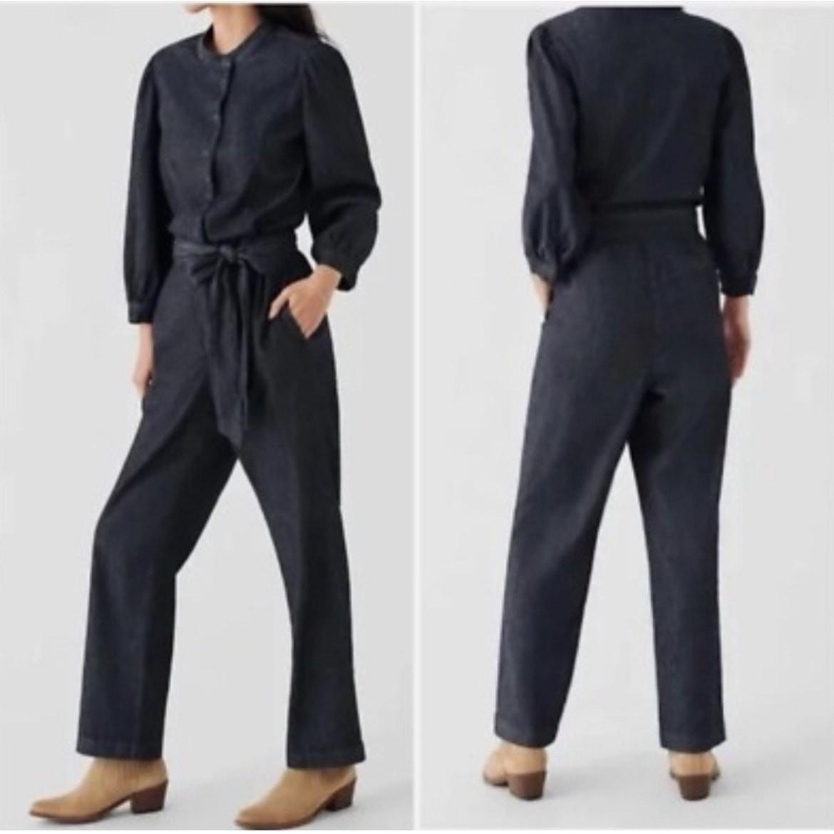 Faherty Charlotte Denim Jumpsuit Women’s Large Dark Indigo NEW MISSING BELT