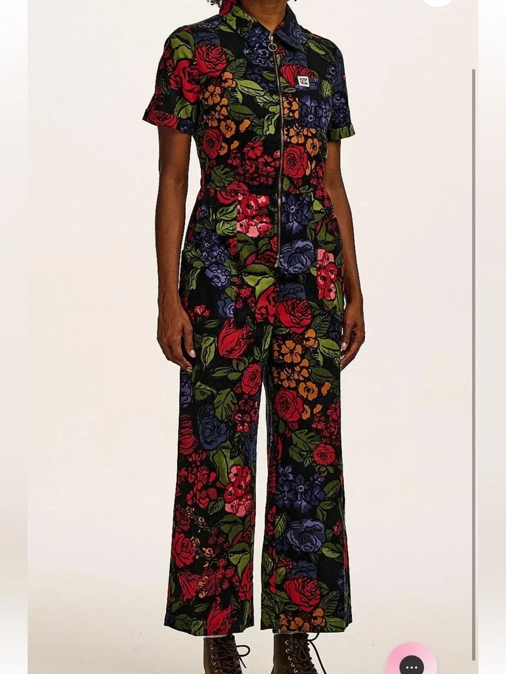 Lucy & Yak Ragan Jumpsuit Maria Dark Floral Print UK14/US10