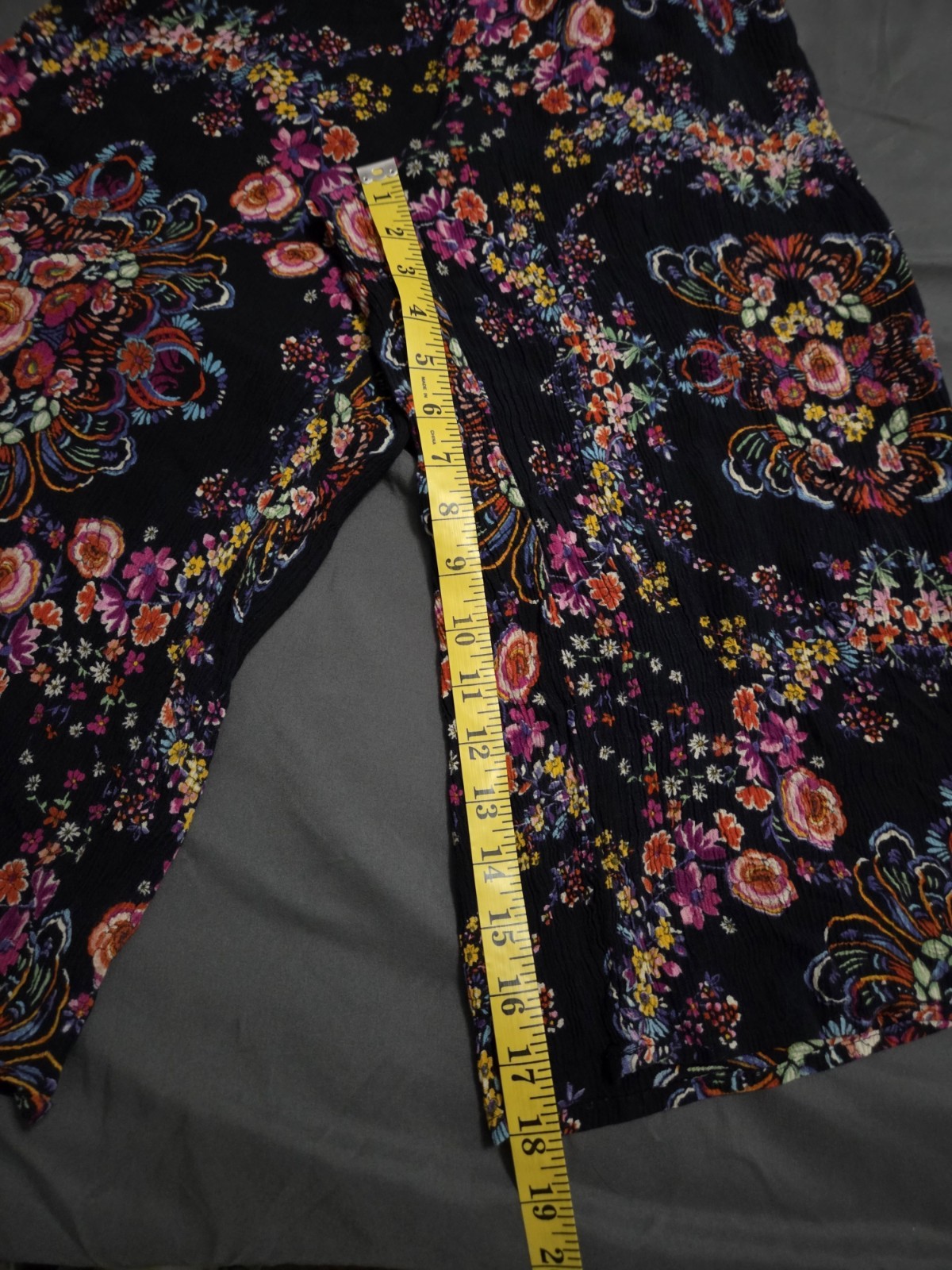 Patrons of Peace Women’s S Black Multicolor Floral V-Neck Wide-Leg Jumpsuit