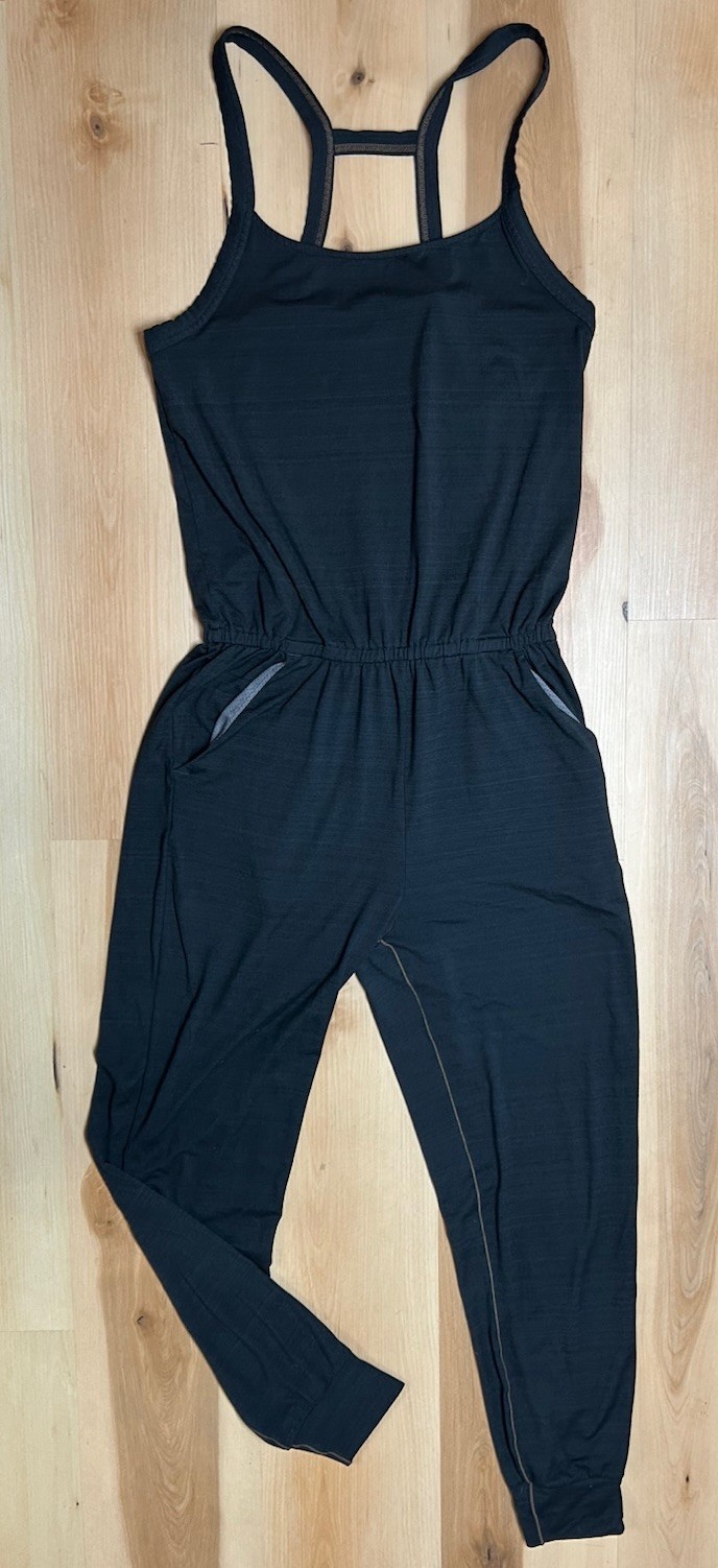 PrAna Dark Gray Tank Jumpsuit Knit Women’s Small Casual Gathered Lower Leg