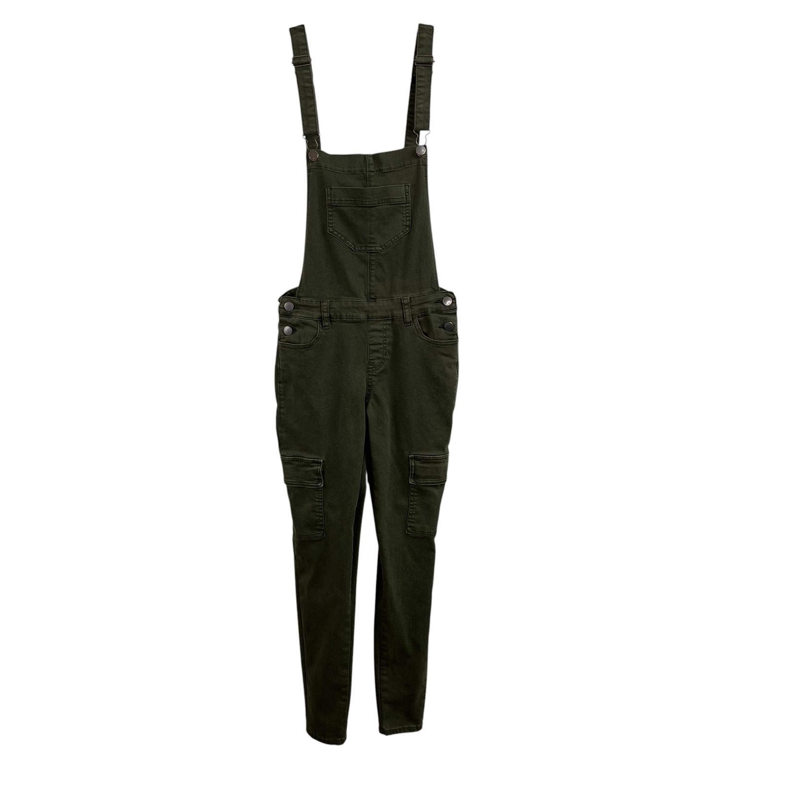 Kendall + Kylie Olive Green Denim Skinny Cargo Overalls 24 Low Back Utility Boho