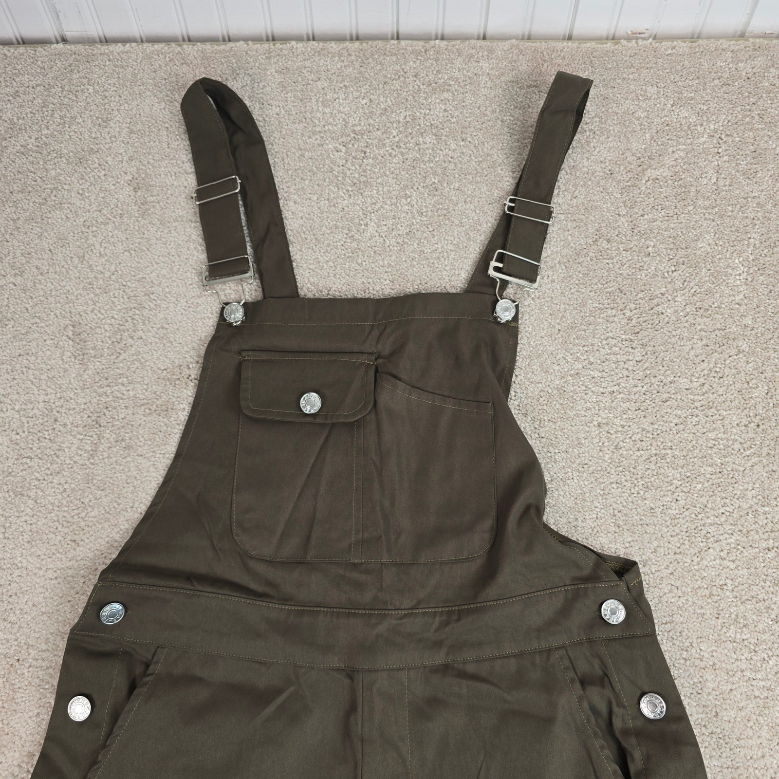 Unbranded Olive Green Utility Overalls Women Medium Straight Leg Workwear Bib
