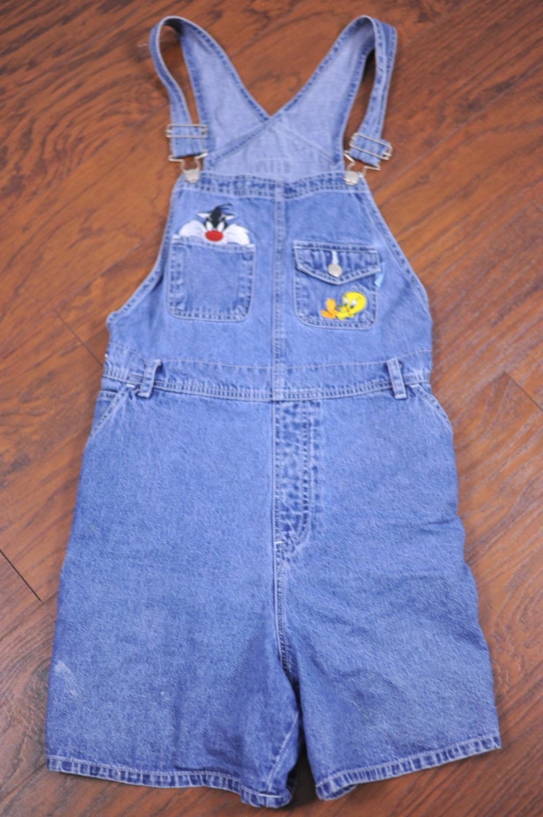 Vtg Looney Tunes Denim Shortalls Overalls Sylvester Tweety Women’s 14W/16W