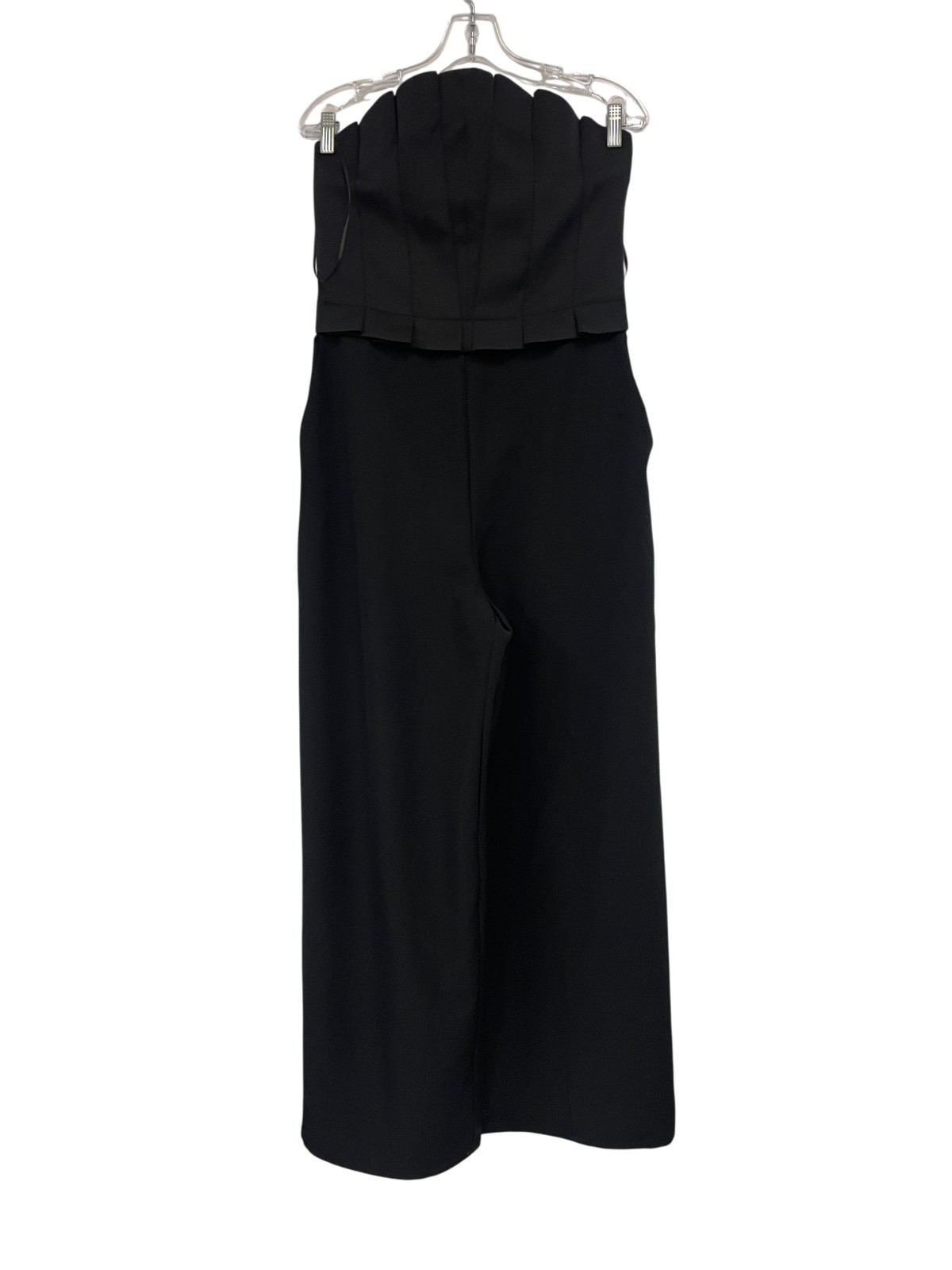 Zara Womens Jumpsuit L Black Crepe Wide Leg Spaghetti Straps 8741/275 NWOT