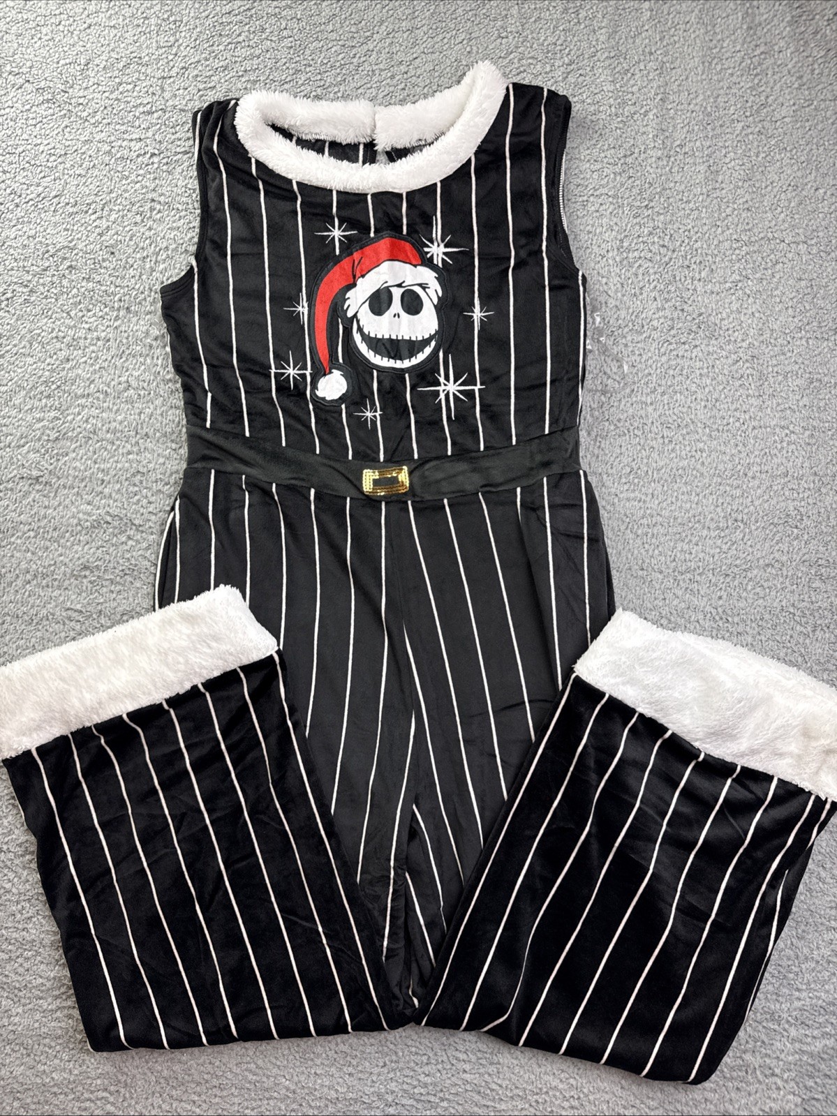 Disney the Nightmare before Christmas Womens Small Pinstripe Fleece Jumpsuit