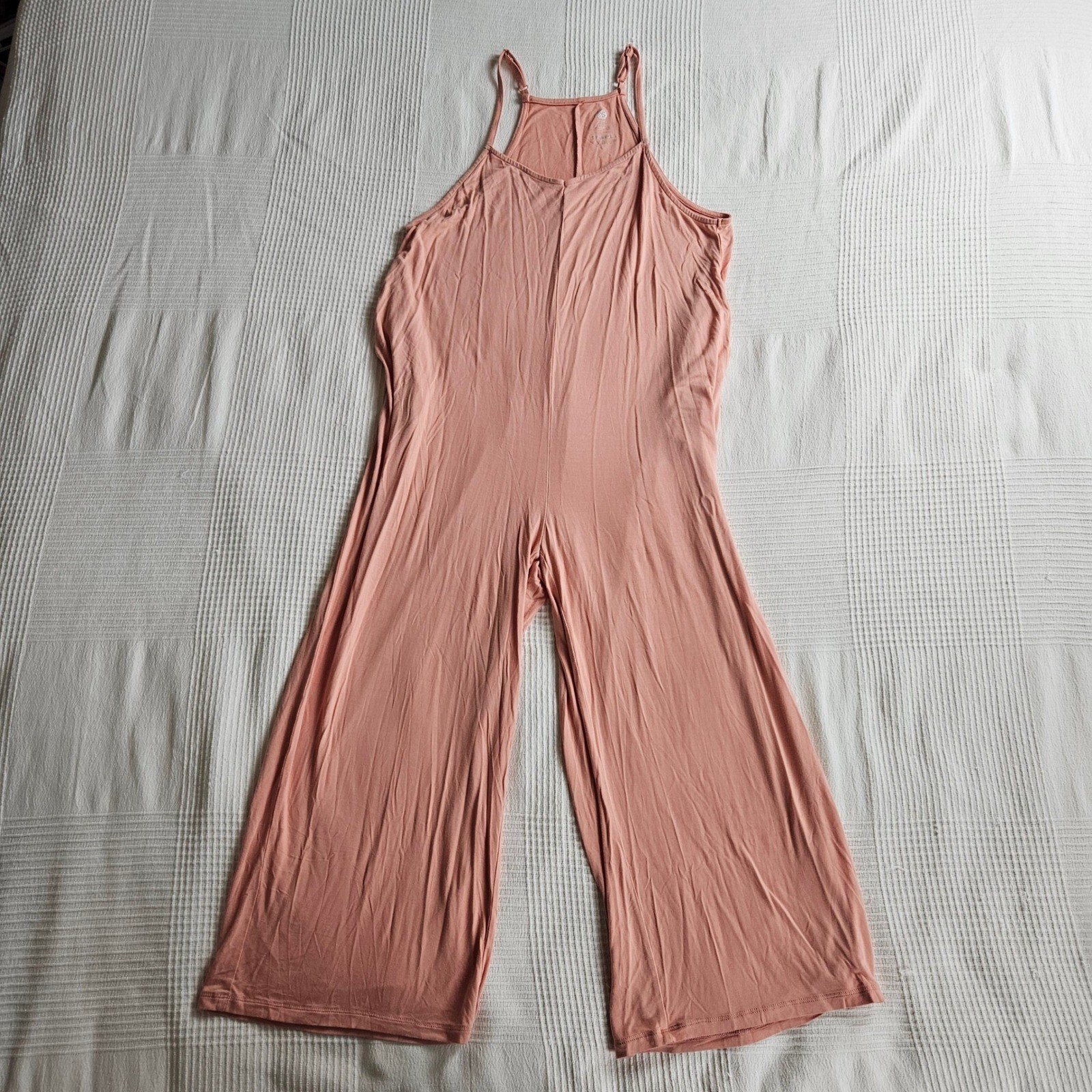 Kindred Bravely Maternity Jumpsuit Soft Stretch Peach Pink Wide Leg Small Petite