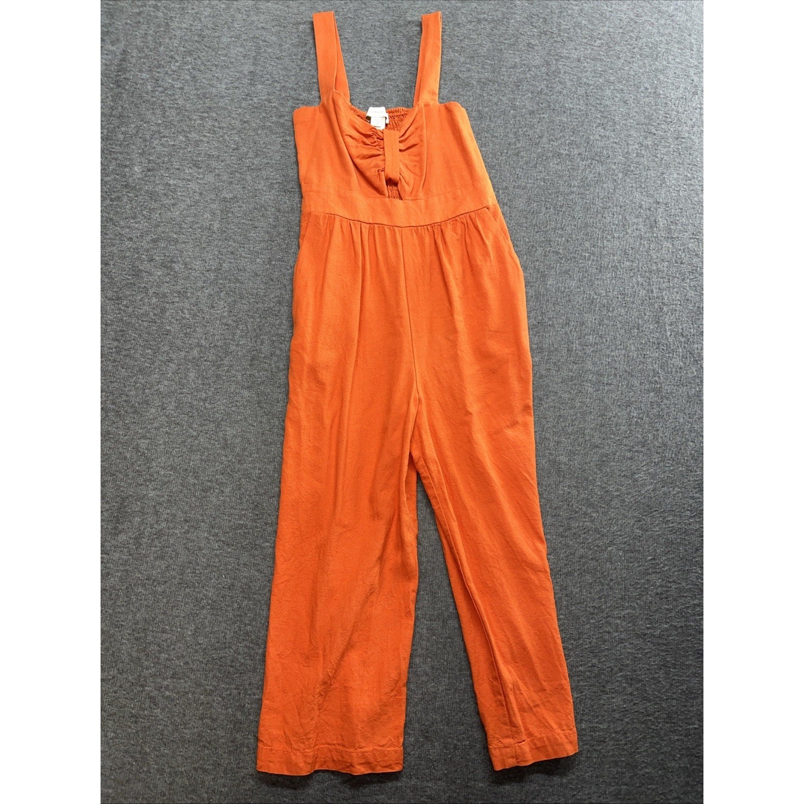 Monteau Los Angeles Women’s jumpsuit romper Size XS Linen Blend Orange