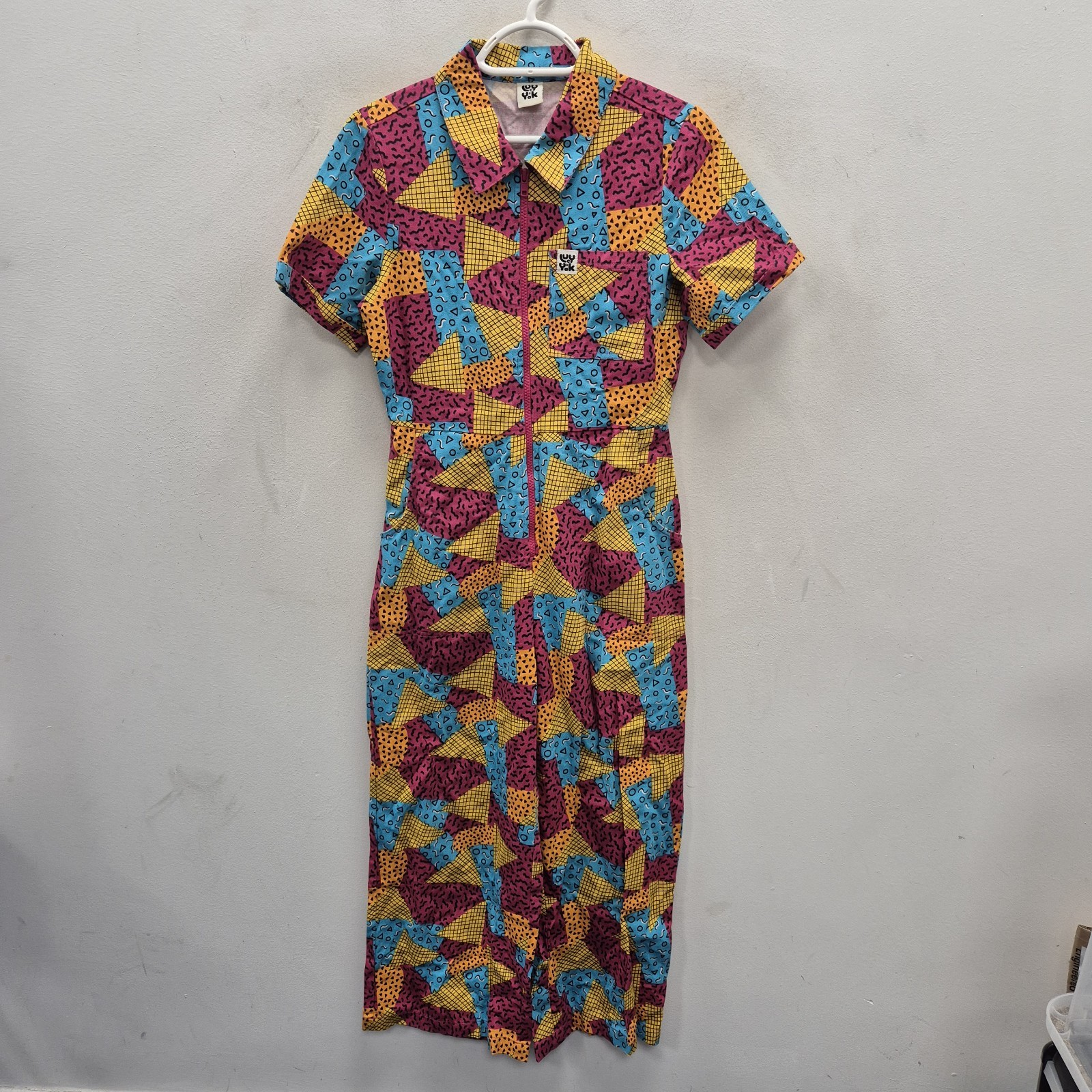 Lucy & Yak Ragan 90s Geometric Abstract Print Cotton Boilersuit Jumpsuit Size 8