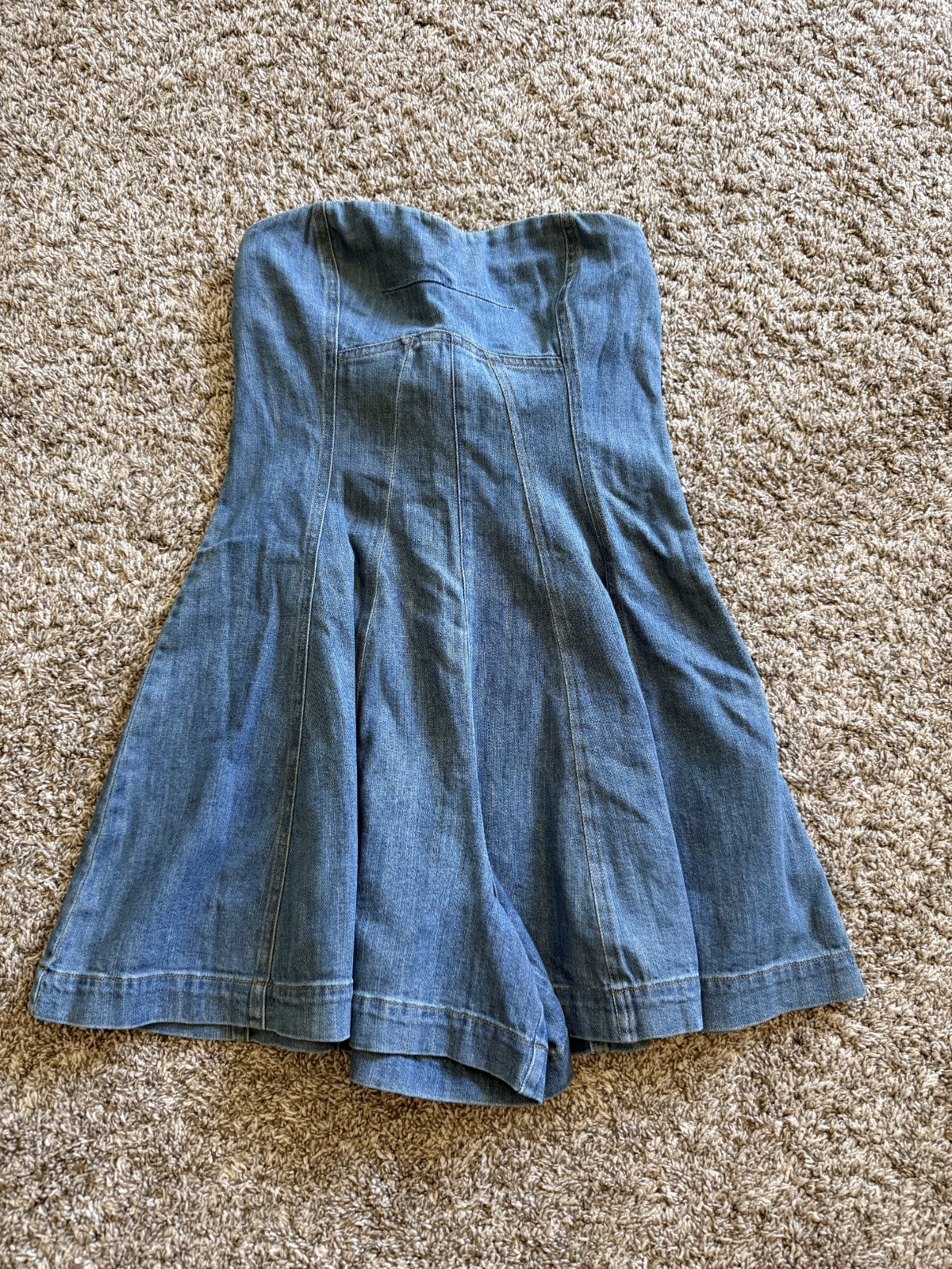 Anthropologie Pilcro Strapless Sweetheart Denim Romper | Sz 4, Blue NEW $168