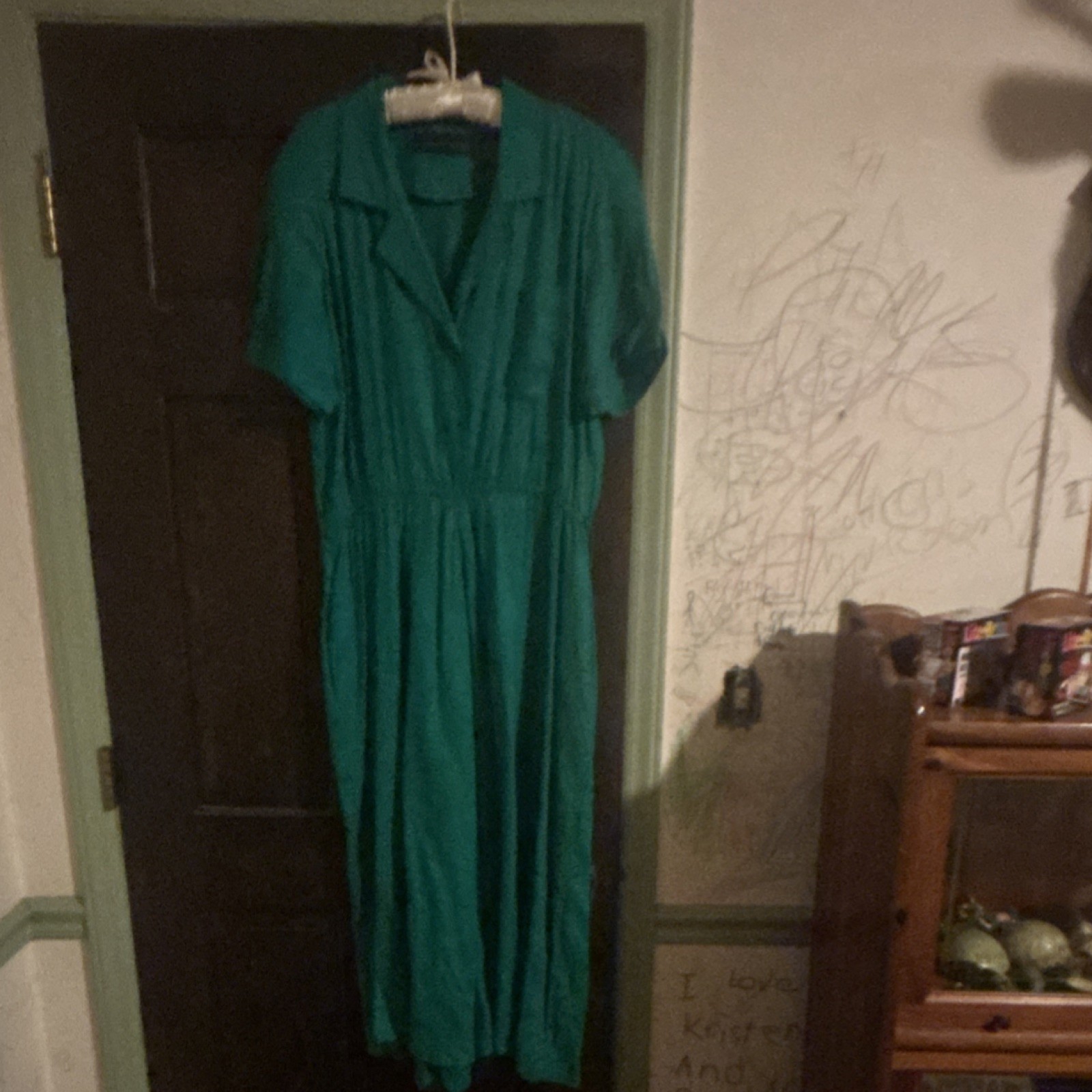 August Silk Women’s Green Solid Collared Short Sleeve Jumpsuit Regular 14