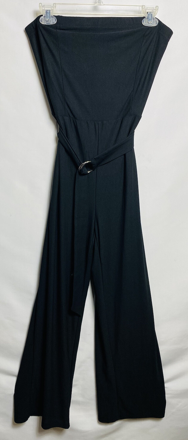 Full Circle Trends Womens Strapless Jumpsuit Size Large Green Black Stretch NWT