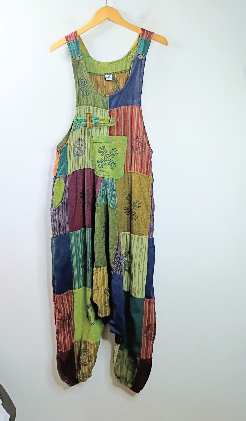Karma Nepal Crafts Patchwork Harem Cotton Unisex Jumpsuit Overalls OS