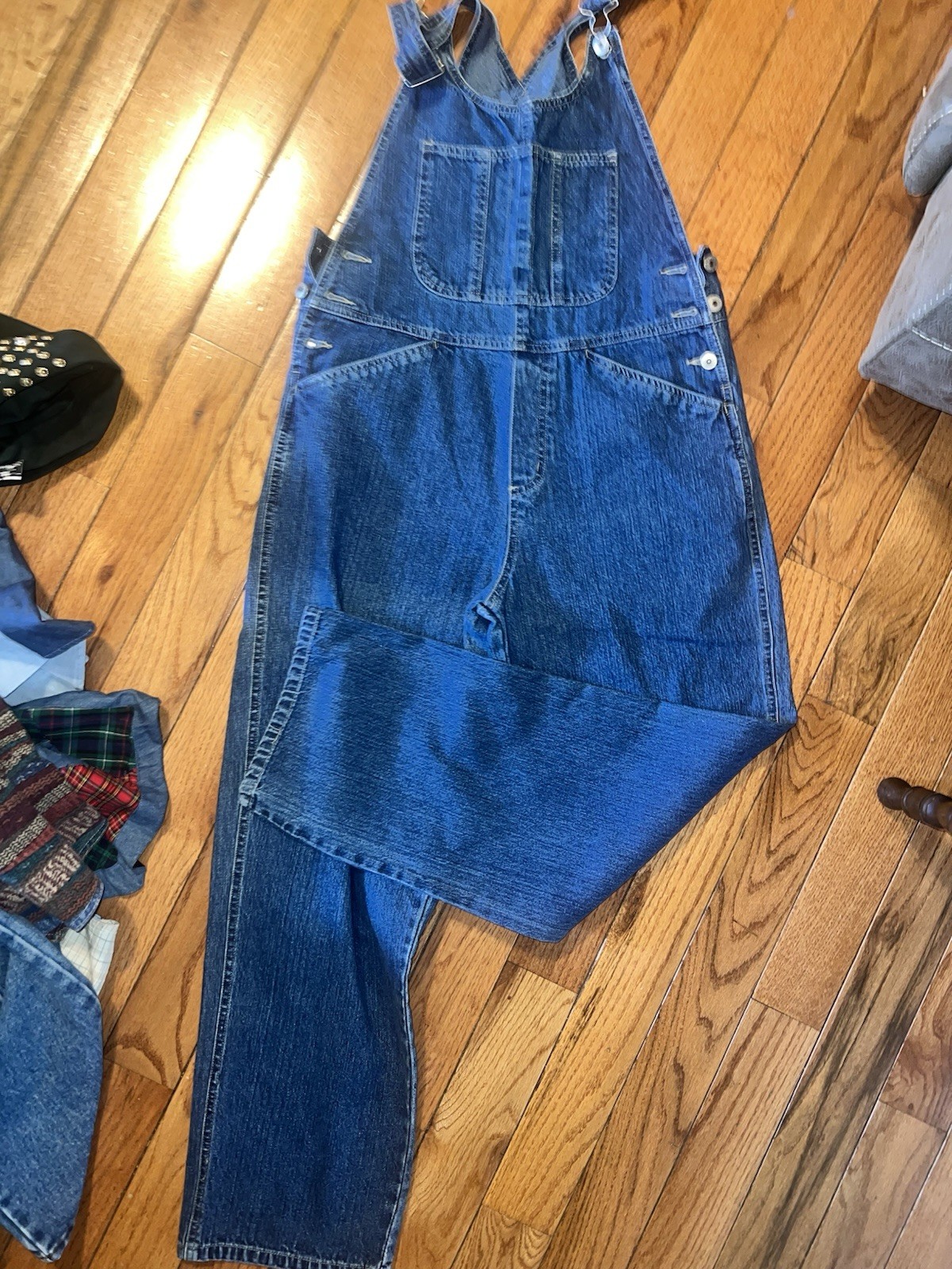 Xhilaration Blue Denim Cotton Overall One-Piece M Adjustable Straps Pockets