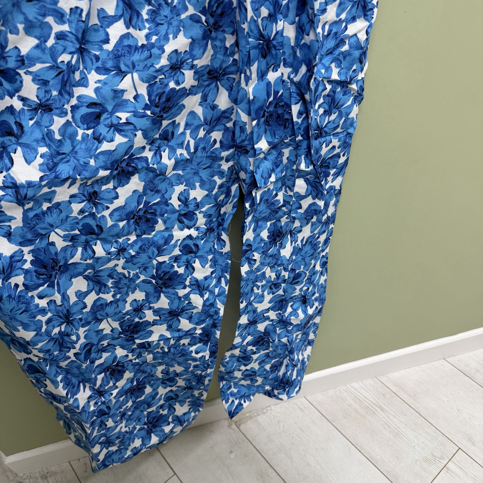 PHASE EIGHT Rosey JUMPSUIT FLORAL Zip BLUE Size UK 8 RRP £129 Linen Blend
