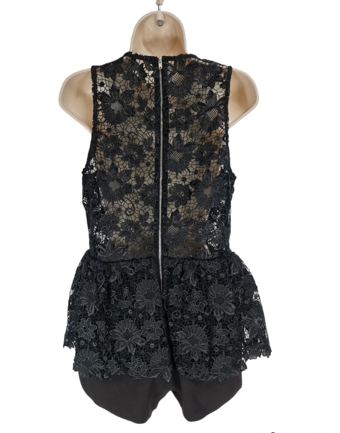 endless rose Women Size M Short Romper Jumpsuit Black Floral Lace Sleeveless A4P