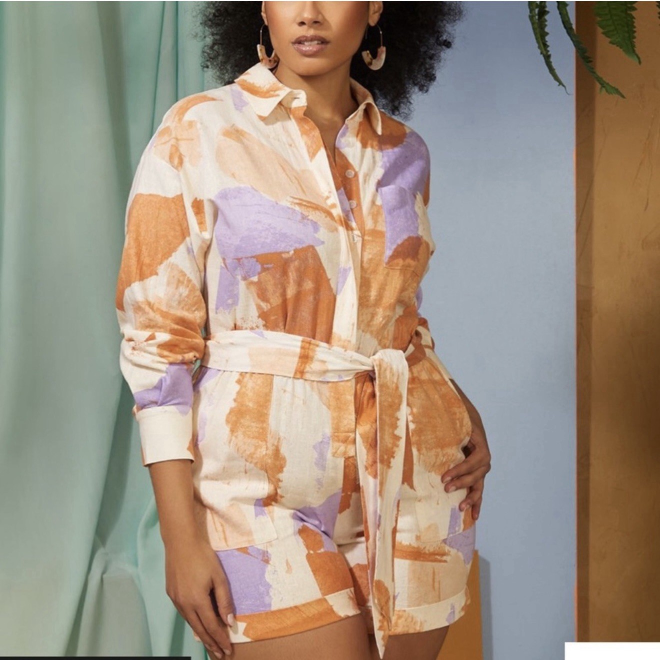 Eloquii Women’s Abstract Print in Orange & Purple Jumpsuit Size 18 NWT