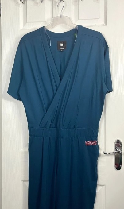 G Star Raw Womens Teal 100% Cotton Short Sleeve Bohdana Jumpsuit Large 12-14 uk