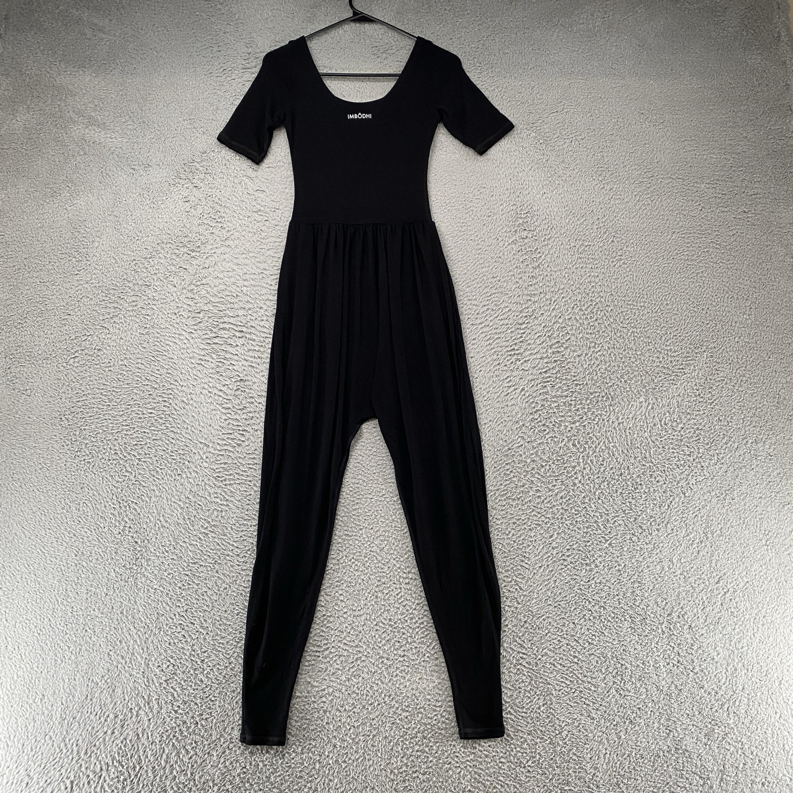 Imbodhi Jumpsuit Womens XS Black Tencel Jersey Scoop Neck Drop Crotch Harem Yoga