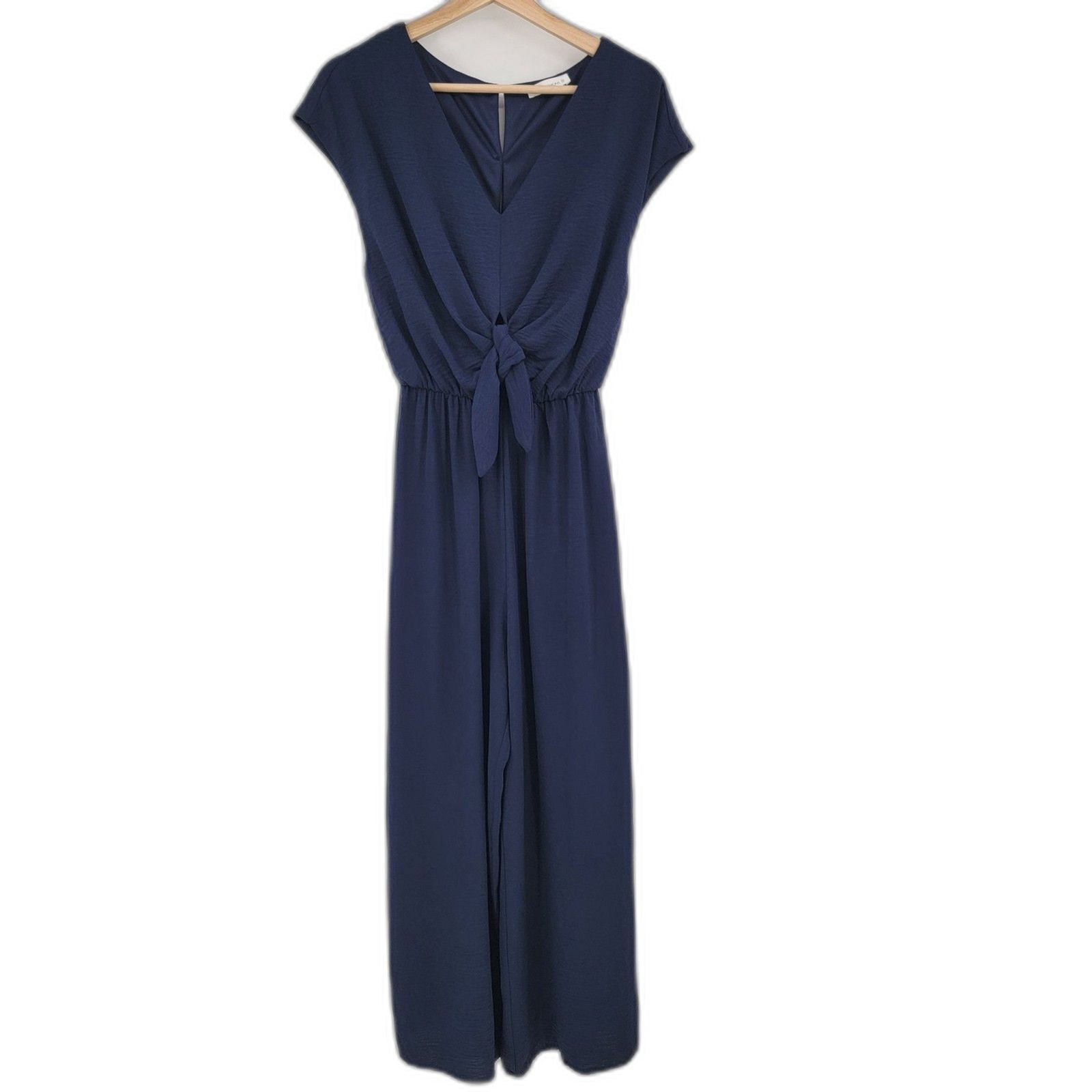Makk Fashions Womens S Navy Blue V-Neck Sleeveless Jumpsuit