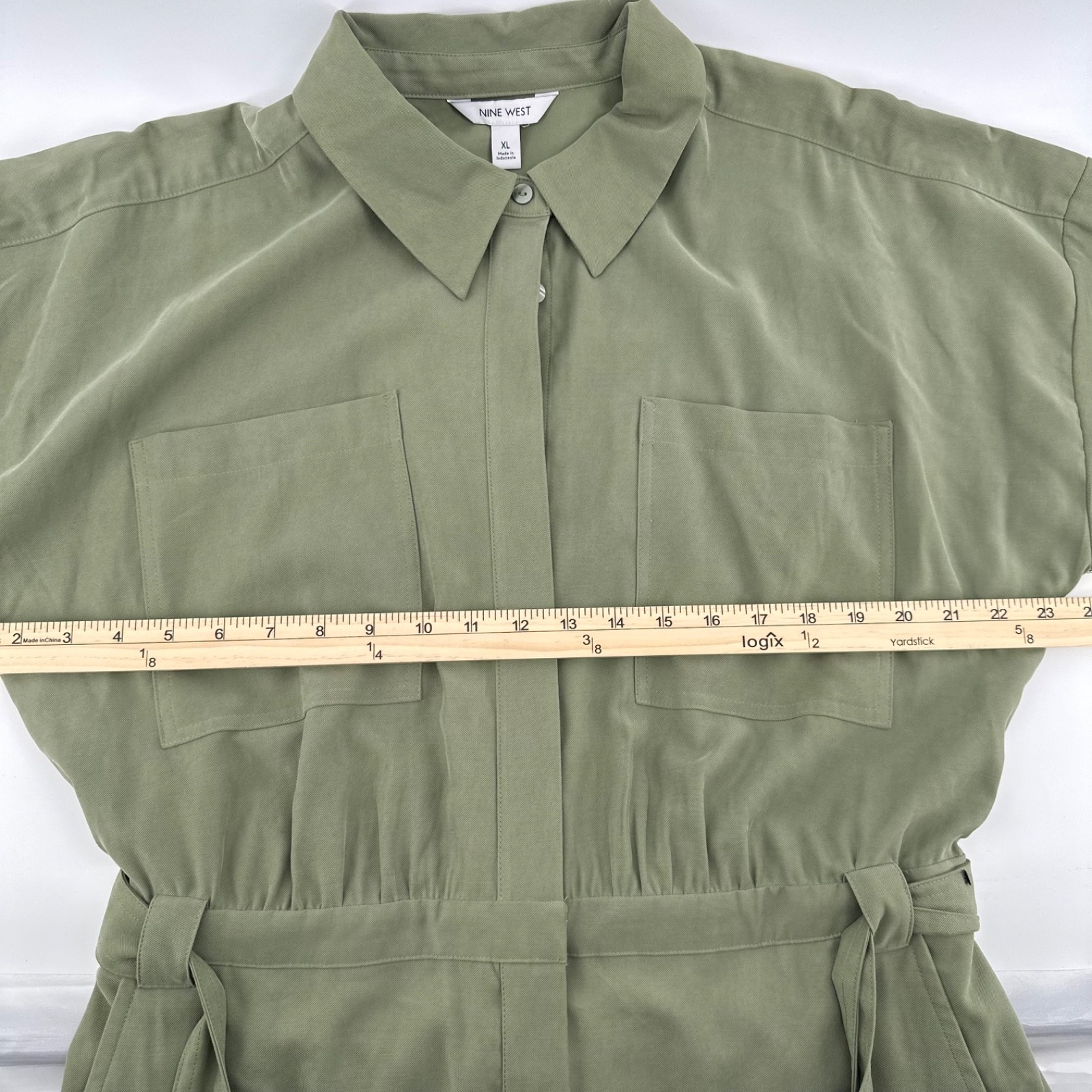 Nine West Utility Jumpsuit XL Women’s Olive Green Belted NWT