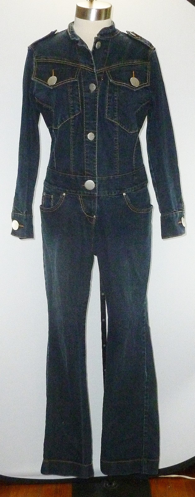 Vintage Y2K FUBU Women’s Dark Wash Jumpsuit Denim Stretch SZ 14W Stretch