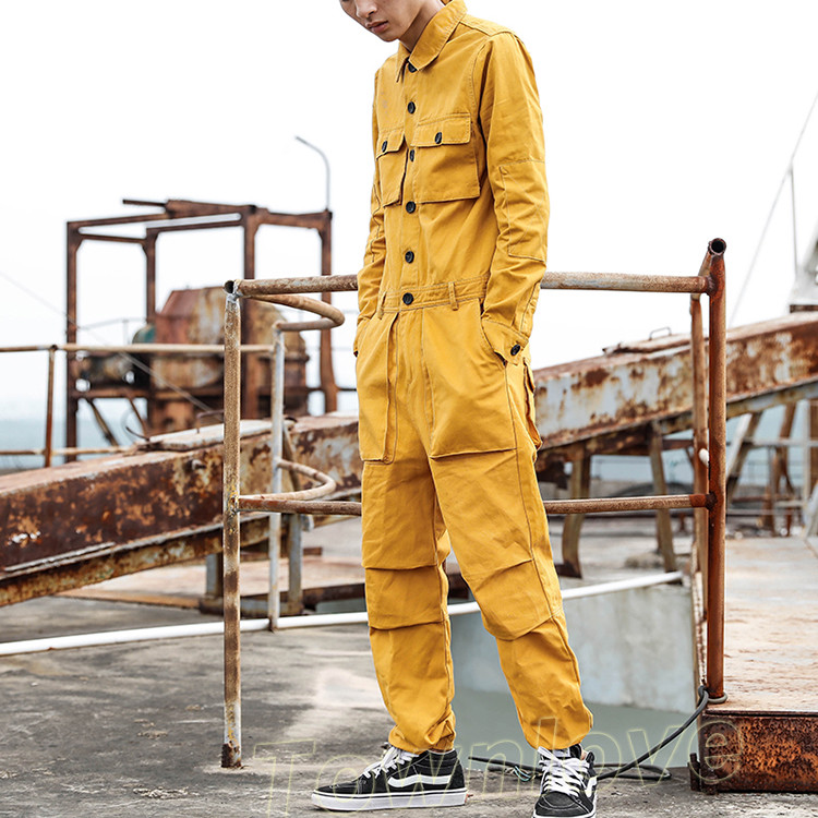 Men Retro Casual Pockets Overall Jumpsuit Jackets Leggings Pants Suits Dungarees